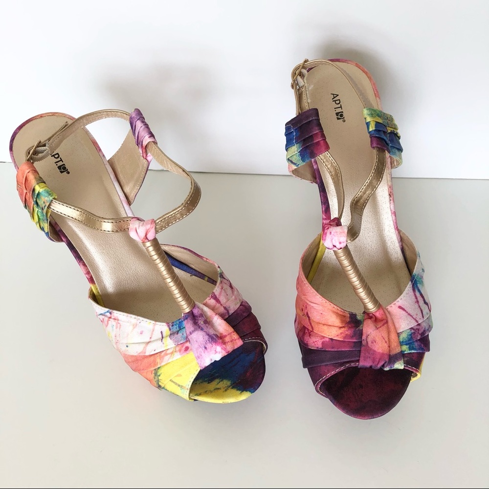 Apt. 9 Tie Dye Open Toe Platforms Heels - Picture 4 of 12